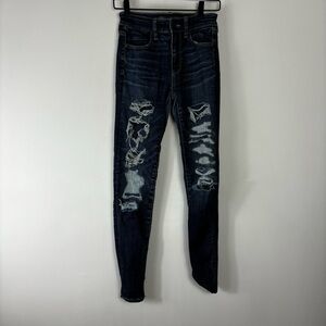 American Eagle Hi Rise Jeggings Women’s 2 Super Super Stretch X Distressed